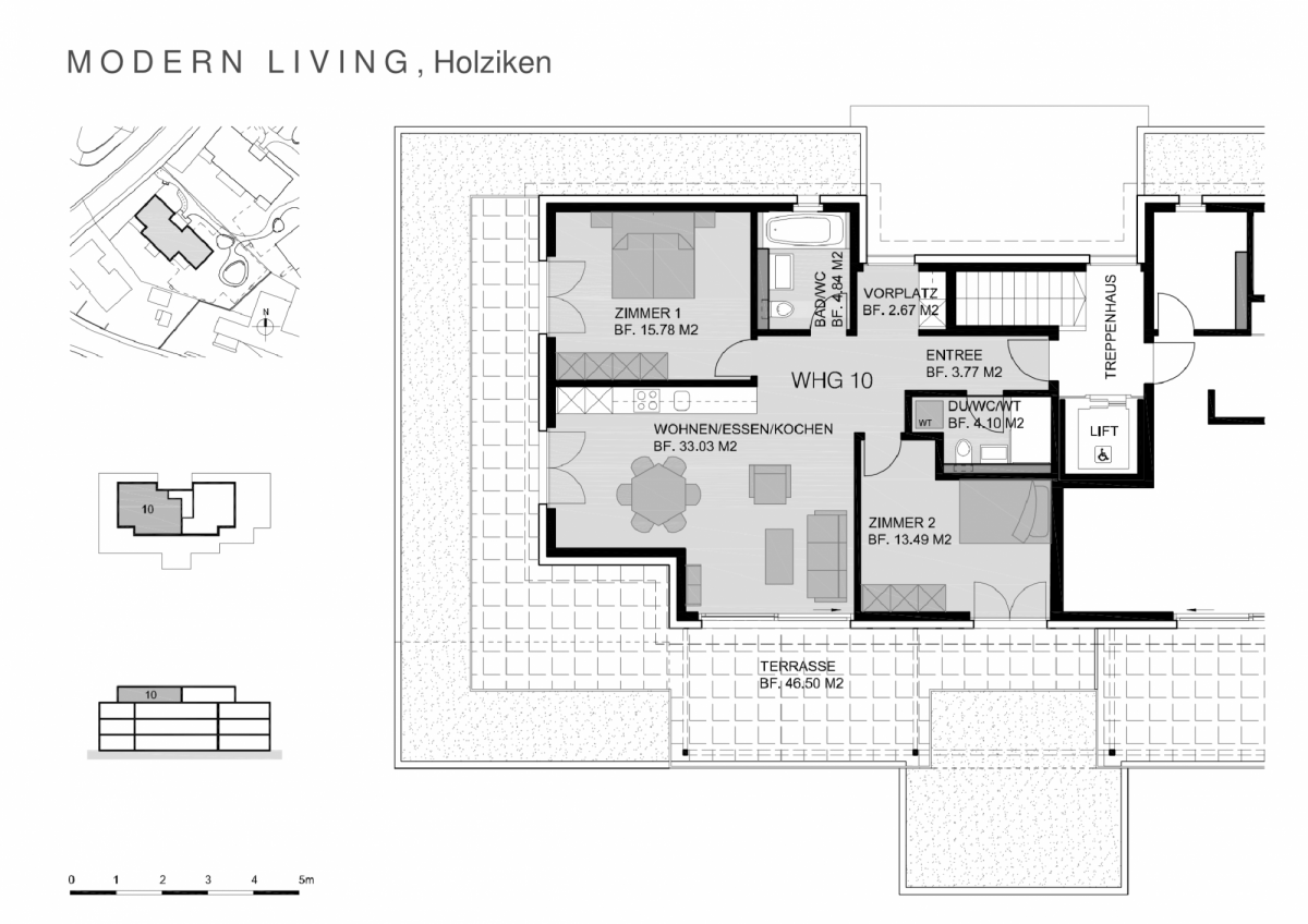 Plan Attikageschoss 3 ½-Zimmer-Wohnung 10